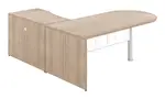 L Shaped Peninsula Desk with Glass Modesty Panel