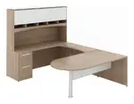 U Shaped Peninsula Desk with Hutch