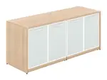 Credenza Storage Cabinet with White Glass Doors