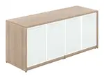 Credenza Storage Cabinet with White Glass Doors