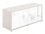 Credenza Storage Cabinet with White Glass Doors