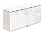 Credenza Storage Cabinet with White Glass Doors and Top