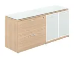 Combo Lateral File Storage Cabinet Credenza with Glass Top