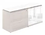 Combo Lateral File Storage Cabinet Credenza with Glass Top