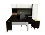 U Shaped Peninsula Desk with Hutch and Storage