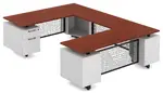 U Shaped Desk with Drawers