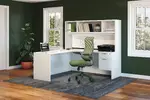 L Shaped Credenza Desk with Hutch