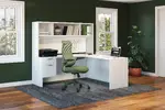 L Shaped Credenza Desk with Hutch