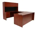 U Shaped Desk with Hutch and Drawers
