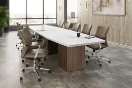Boat Shaped Conference Table with Cube Base
