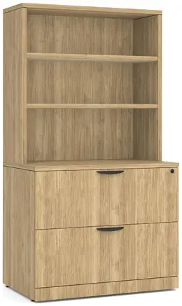 Lateral File with Bookcase Hutch - PL Laminate