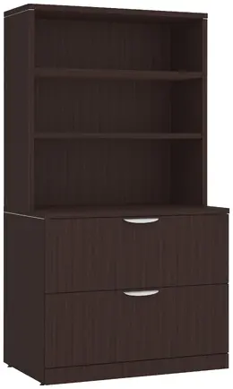 Lateral File with Bookcase Hutch - PL Laminate