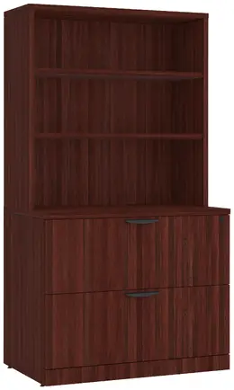 Lateral File with Bookcase Hutch - PL Laminate