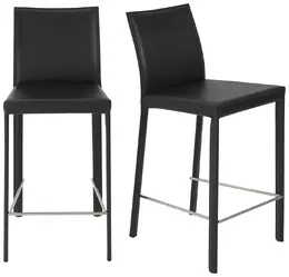 Minimalist Leather Counter Stool - Set of 2  - Hasina