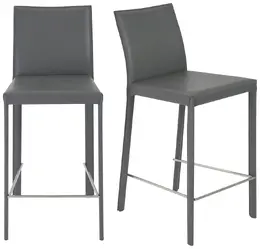 Minimalist Leather Counter Stool - Set of 2  - Hasina