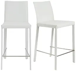 Minimalist Leather Counter Stool - Set of 2  - Hasina