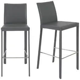 Minimalist Leather Bar Stool - Set of 2 - Hasina
