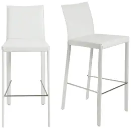 Minimalist Leather Bar Stool - Set of 2 - Hasina
