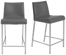 Contemporary Leather Counter Stool - Set of 2 - Cam