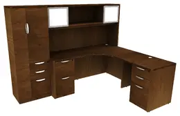 L Shaped Desk with Hutch and Storage - HL
