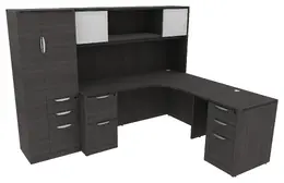 L Shaped Desk with Hutch and Storage - HL