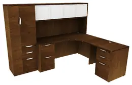 L Shaped Desk with Hutch and Storage - HL