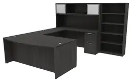 Bow Front Desk with Hutch - HL