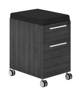 Mobile Pedestal Drawers with Black Fabric Cushion - Potenza