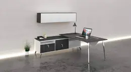 Modern L Shaped Desk with Storage - OneSuite