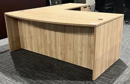 Bow Front L-Shape Desk with Suspended Pedestal - PL Laminate Series