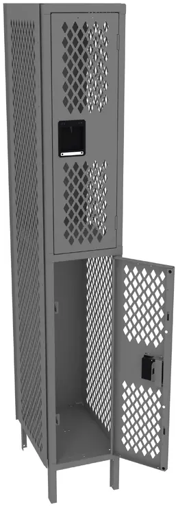 Double-Tier Gym Locker with Legs - Ventilated