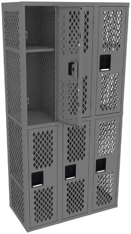 Three Double-Tier Gym Lockers - Ventilated