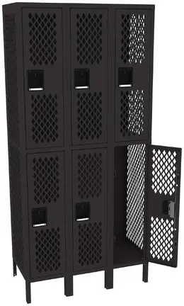 Three Double-Tier Gym Lockers with Legs - Ventilated