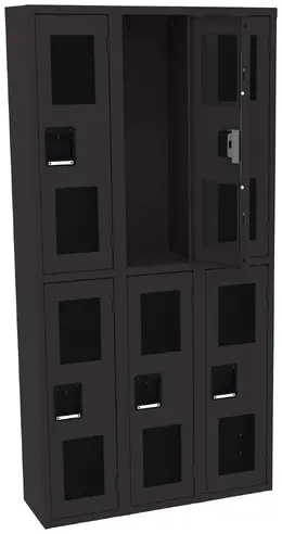 Three Dual-Tier Clear Lockers - C-Thru