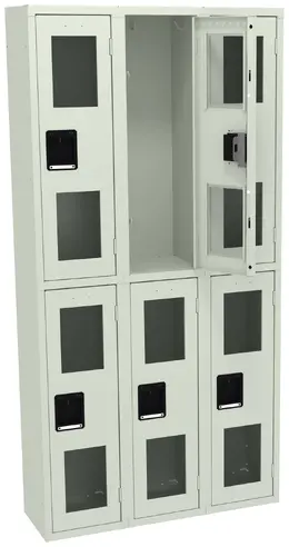 Three Dual-Tier Clear Lockers - C-Thru