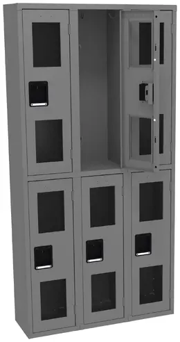 Three Dual-Tier Clear Lockers - C-Thru