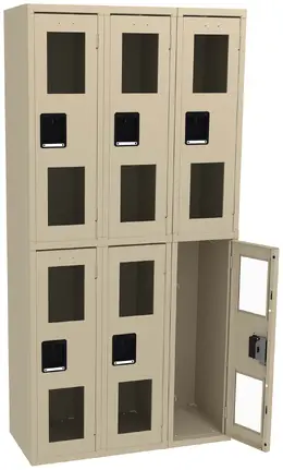 Three Dual-Tier Clear Lockers - C-Thru