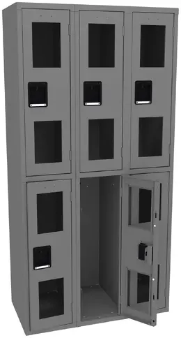 Three Dual-Tier Clear Lockers - C-Thru