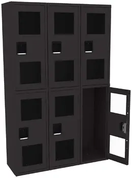 Three Dual-Tier Clear Lockers - C-Thru