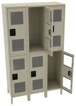 Three Dual-Tier Clear Lockers with Legs - C-Thru