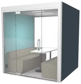 Office Privacy Booth with Glass Back - Linear