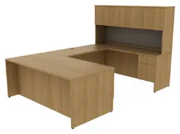 U Shaped Desk with Hutch and Drawers - Concept 400E Series