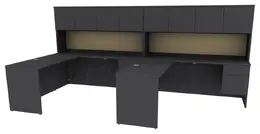 2 Person Desk with Hutch and Drawers - Concept 400E