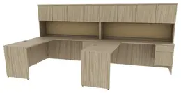 2 Person Desk with Hutch and Drawers - Concept 400E