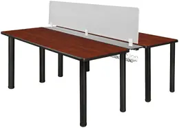 2 Person Workstation with Privacy Panels - Fusion