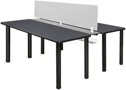 2 Person Workstation with Privacy Panels - Fusion