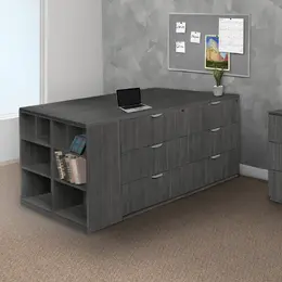 Lateral File Quad with Bookcase - Legacy