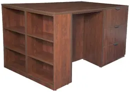 3 Person Standing Desk with Lateral Drawers - Legacy