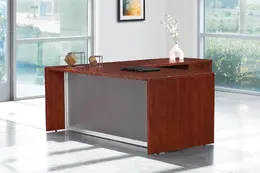 L Shaped Desk with Glass Modesty Panel - Napa