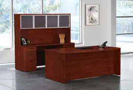 Bow Front Desk and Credenza with Hutch - Napa